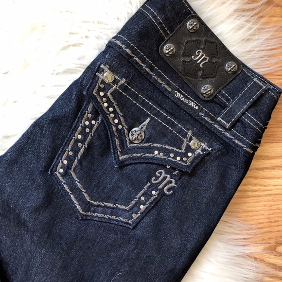 NEW Miss Me Dark Easy Boot Cut Jeans 27 - Picture 2 of 5